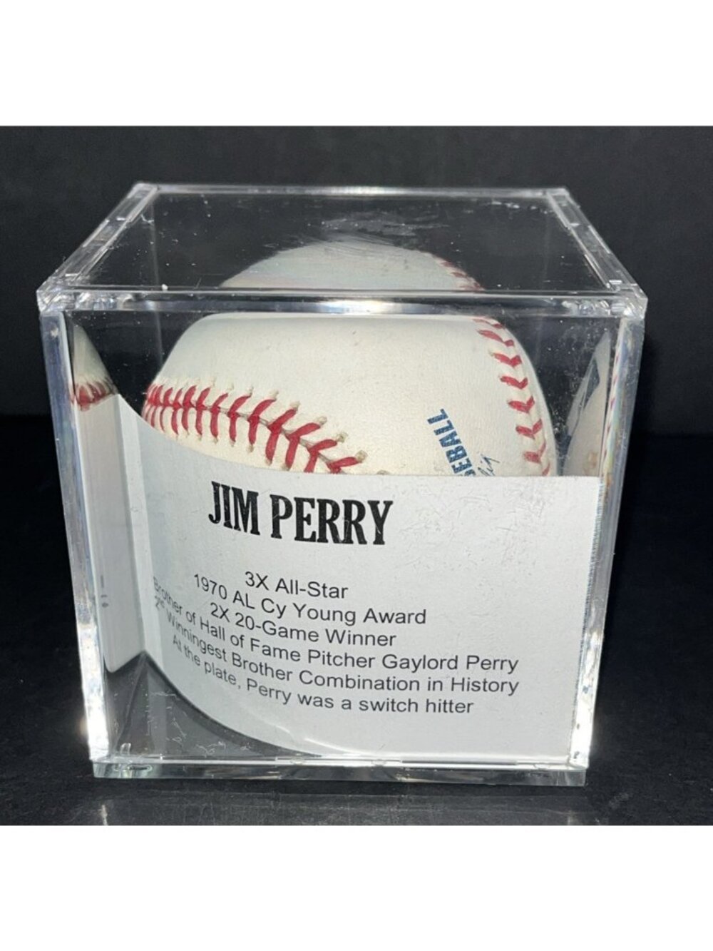 Jim Perry Autographed Baseball w/ Case Minnesota Twins 1970 MLB